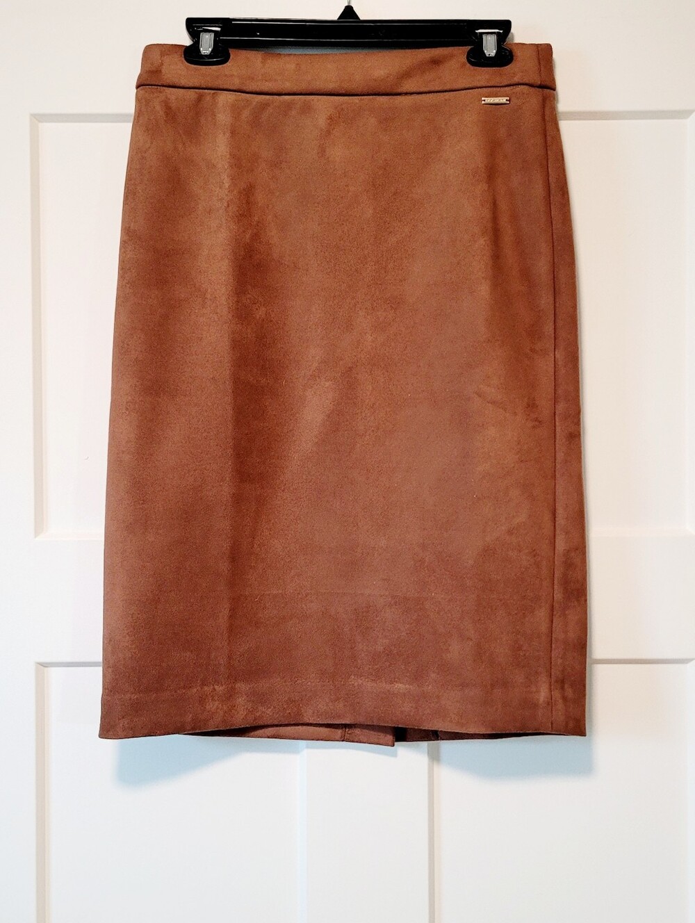 Talbots Womens Faux Suede Pencil Skirt Sz S/P Brown Western Boho Quiet Luxery